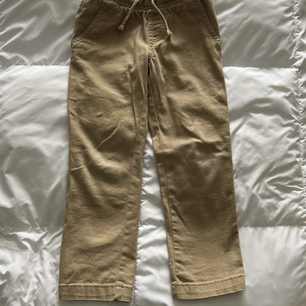 Boys Cotton Elastic Waist Draw String Khaki Pants